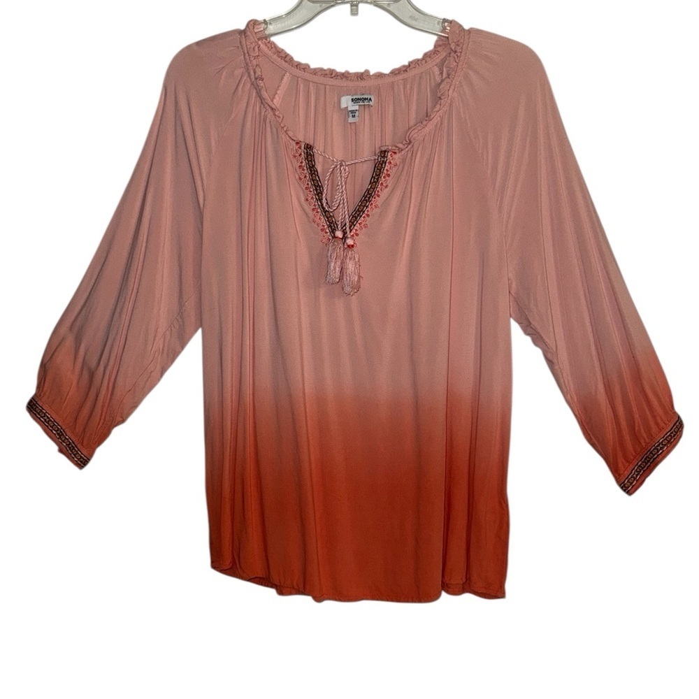 Sonoma Women's Coral Ombre Blouse Size Medium